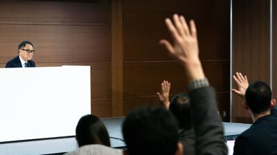 Toyota Motor chairman Akio Toyoda apologised over the allegations involving testing on Tuesday, in Nagoya. Getty Images