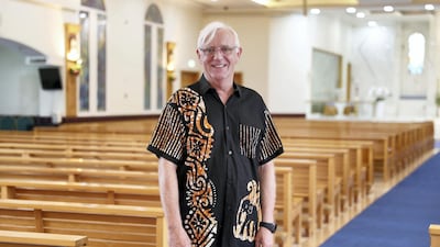 Father Reinhold Sahner, parish priest of St Francis of Assisi Church in Dubai, counsels residents on their familial and financial problems. Pawan Singh / The National