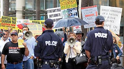 Demonstrators gathered at Sydney’s Convention Centre yesterday, where the Labor party held its annual conference and overturned a long-standing ban on exporting uranium to India.