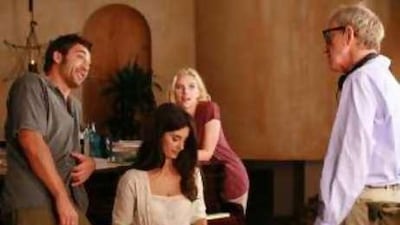 The director Woody Allen, right, will bring his upcoming film Vicky Cristina Barcelona to the Middle East International Film Festival.