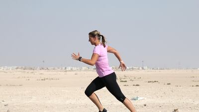 Toni Metcalfe will be the first female to cross all seven Emirates in 7 days, running a total of 497km. Navin Khianey for The National