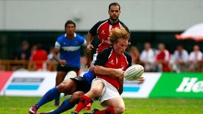 The UAE and Chris Gregory, centre, lost to Chinese Taipei in the Bowl final of the Shanghai Sevens tournament.