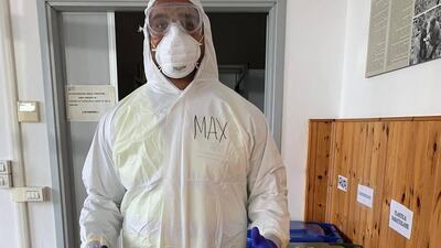 Italian rugby player Maxime Mbanda has been volunteering driving ambulances. Maxime Mbanda / PA