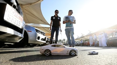 Ali Yaqoob and Bader Al Hammadi drive remote controlled Camaros. The show, which was free to the public, ran from 4pm to 11pm.