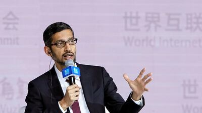 Google chief executive Sundar Pichai at the fourth World Internet Conference in Wuzhen, China. The company has opened an artificial intelligence research centre in the country. Aly Song/Reuters