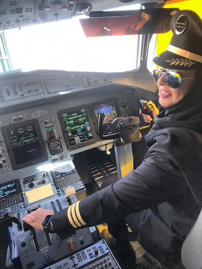 Captain Yasmeen Al Maimani has opted to celebrate Saudi National Day by doing one of the things she does best, flying a plane. Courtesy Yasmeen Al Maimani