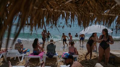 A sandy beach on the Mediterranean sea in Batroun, northern Lebanon. AP