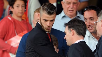 File picture of August 8, 2015, of De Gea being directed to his seat during the English Premier League match between Manchester United and Tottenham Hotspur. Peter Powell / EPA