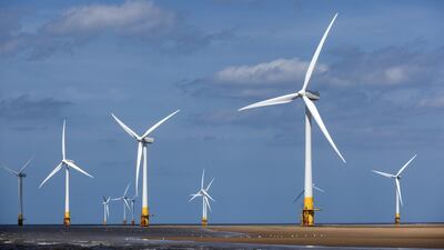 Offshore wind turbines at the Scroby Sands Wind Farm near Great Yarmouth, UK. Bloomberg