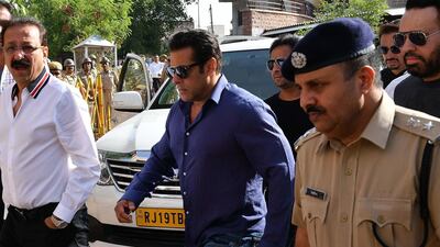 Bollywood actor Salman Khan arrives at a court in Jodhpur on May 7, 2018. AFP