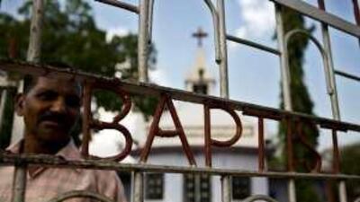 Dusashan Digal, 55, the caretaker of the Baptist Church in Phulbani, has been making repairs to the church since a Hindu nationalist mob attempted to destroyit during riots last year.