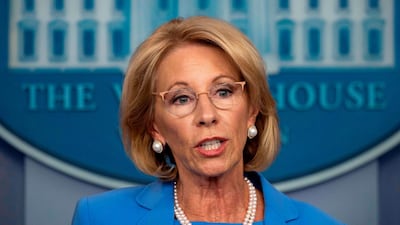 US Secretary of Education Betsy DeVos blamed President Donald Trump for the storming of the US Capitol in her letter of resignation. AFP