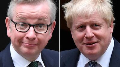 British Cabinet minister Michael Gove (L) and Prime Minister Boris Johnson (R), both key figures in the country's Brexit movement. AFP / STF