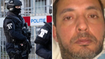 Police secure the area at the high-security court in Amsterdam where Ridouan Taghi was tried and sentenced. AP / Europol