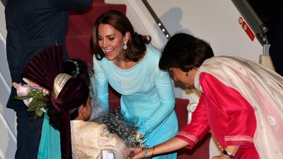 The royals were greeted by Pakistan's foreign minister, Shah Mehmood Qureshi, and his wife, Mehriene Qureshi. EPA