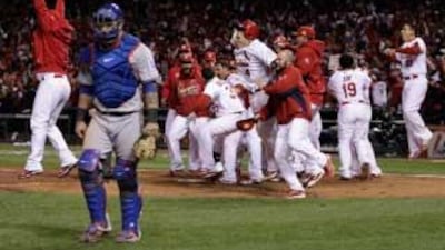 St Louis celebrate their World Series win.