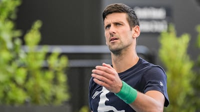 Novak Djokovic attends a training session ahead of the Adelaide International. AFP