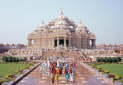 Abu Dhabi's first Hindu temple will be inspired by temples like the Akshardham shrine in New Delhi. Hemant Chawla / India Today Group / Getty