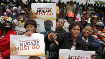 People taking to the streets as part of the mass action protests against president Robert Mugabe, in Harare. Kim Ludbrook / EPA