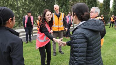 Prime Minister Jacinda Ardern meets and talks to staff during the visit to Trevelyans Kiwifruit and Avocado Packhouse in Tauranga, New Zealand. COVID-19 restrictions were lifted from midnight as New Zealand moved to COVID-19 Alert Level 1 as the government confirmed there are zero active cases in the country. Getty Images