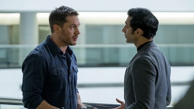 Tom Hardy and Ahmed in a scene from 'Venom'. Sony Pictures