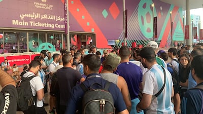 Dozens of Argentina fans gathered at the Fifa ticketing centre in central Doha in the hope of securing a ticket