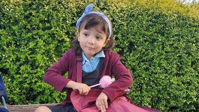 A photo of Sama on her first day of school posted by filmmaker Waad Al Kateab on Instagram. Waad Al Kateab / Instagram