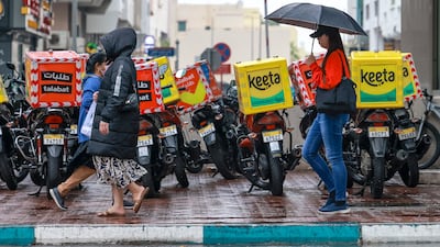 People in Abu Dhabi and other cities woke up to heavy rain. Victor Besa / The National