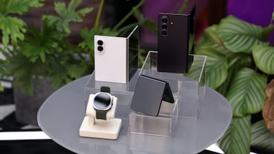 Samsung has unveiled its latest foldable devices, featuring a new mid-sized option. All photos: Chris Whiteoak / The National