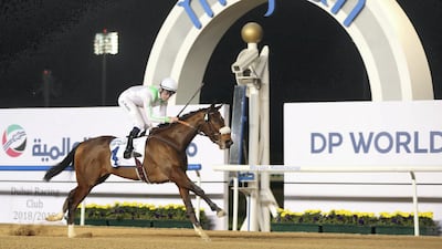Oisin Murphy won the season’s first Classic by more than nine lengths from Godolphin’s Divine Image at Meydan Racecourse. Chris Whiteoak / The National