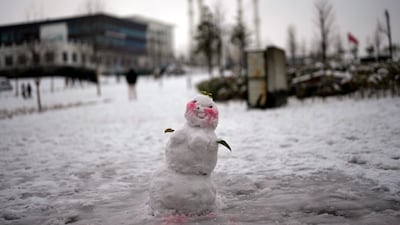 An Istanbul snowman. AP