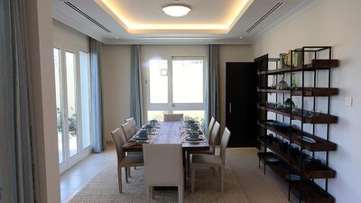 The dining area of the four-bedroom villa at Villa Lantana. Satish Kumar / The National