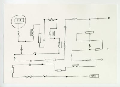 Vikram Divecha, Fee Transfer (2017), maps the flows of money. Photo: Vikram Divecha / Gallery Isabelle van den Eynde