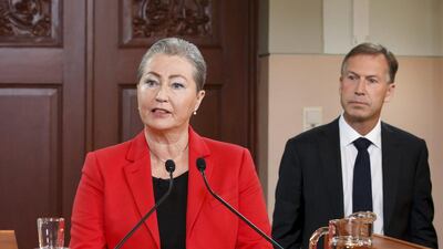 Kaci Kullmann Five, the new head of the Norwegian Nobel Peace Prize Committee, announces the winner of 2015 Nobel Peace Prize in Oslo. Heiko Junge / NTB Scanpix / Reuters