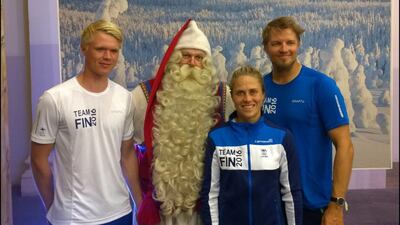 Finnish athletes get to meet with Santa Claus at their national house. Courtesy Casa Finlandia