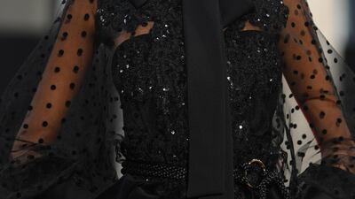 A model presents an Elie Saab creation at Paris Fashion Week. Photo: Getty