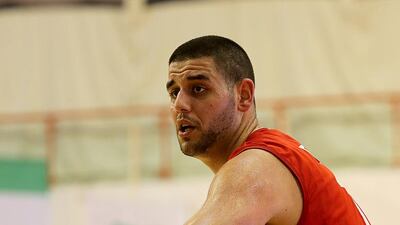 Omar Samhan, a former American college star at St Mary's College, of Egypt. The Egyptian national team won the Dubai International Basketball Tournament. Satish Kumar / The National.