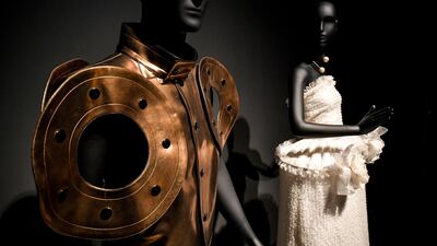 Haute couture by Pierre Cardin on display at the exhibition Pierre Cardin: Fashion Futurist at the Museum Kunstpalast in Duesseldorf, Germany, in September 2019. EPA