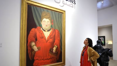 Society Woman, by Colombian artist Fernando Botero, on display at Sotheby's Origins exhibition. AFP