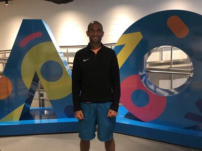 Mohamed Safwat at Melbourne Park after qualifying for the Australian Open main draw. Reem Abulleil for The National