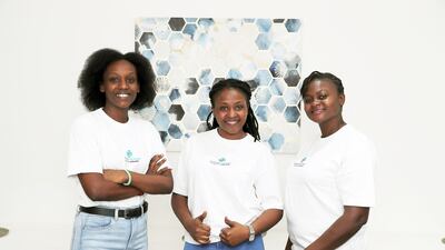 Ritah Ingabire, Aliane Uwamahoro and Sally Mumbai are working in Dubai working hotels for a year as part of the Evolvin' Women scheme. Pawan Singh / The National
