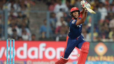 Delhi Daredevils cricketer Mayank Agarwal plays a shot during the 2016 Indian Premier League (IPL) Twenty20 cricket match between Kolkata Knight Riders and Delhi Daredevils at the Eden Gardens Cricket Stadium in Kolkata on April 10, 2016. AFP / Dibyangshu SARKAR