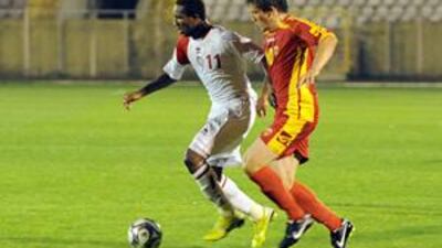 The UAE, in white, ended their rubn of games without a win against Montenegro in Istanbul last night.