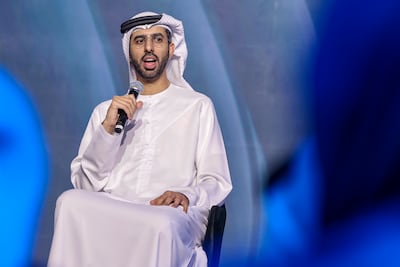 Omar Al Olama at the AI Everything summit in Abu Dhabi. Victor Besa / The National