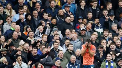 Everton's Dominic Calvert-Lewin after missing a chance during his team's Premier League defeat at Chelsea on Sunday, March 8. Reuters