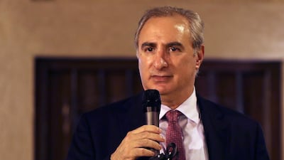 Israeli's Ambassador to the United Arab Emirates, Eitan Na'eh, talks at an exhibition commemorating the Jewish Holocaust in Dubai. AP