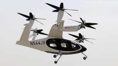 Joby Aviation carries out the region's first electric air taxi test flight in Dubai. Chris Whiteoak / The National