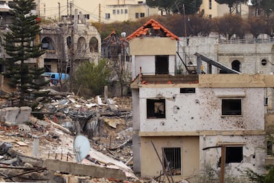 Destruction in the southern Lebanese village of Khiam after Israel withdrew from the area. AFP