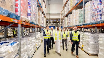 Abdulla bin Touq, Minister of Economy and Tourism, visited the Carrefour distribution centre on Wednesday. Photo: Wam