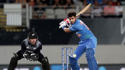 Shreyas Iyer remained unbeaten in the first T20 against New Zealand at Eden Park in Auckland. AFP